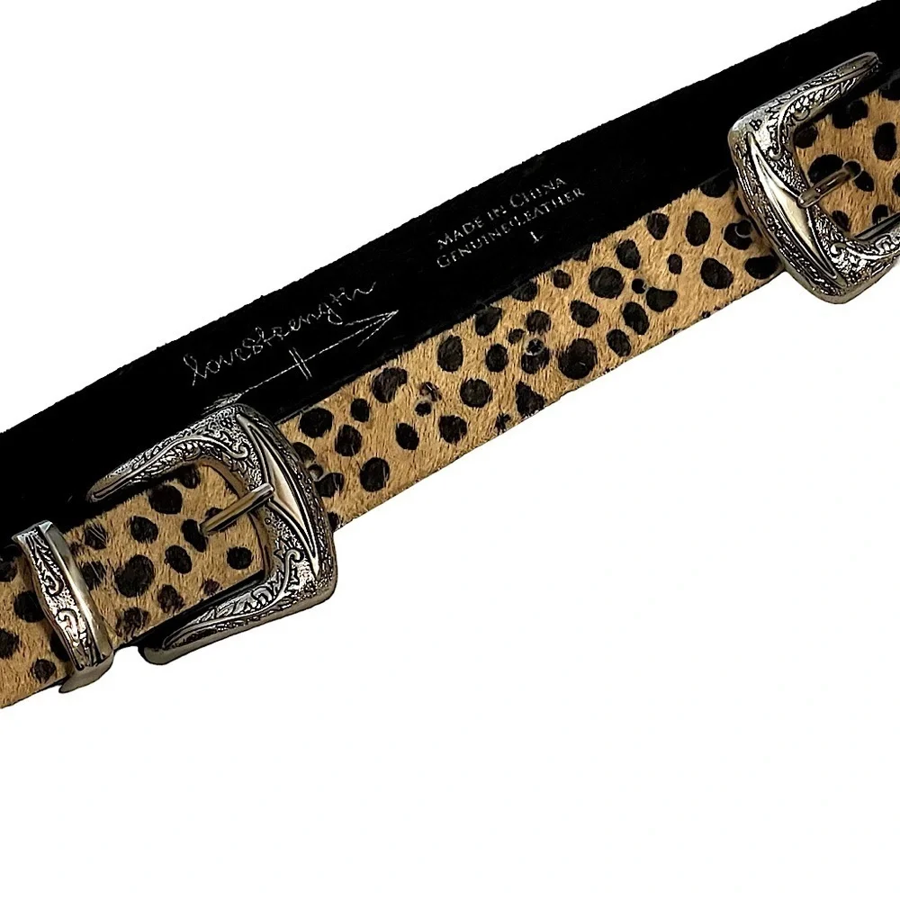 Love Strength Hair on Hide Cheetah Print Double Buckle Set Waist Belt Size Large